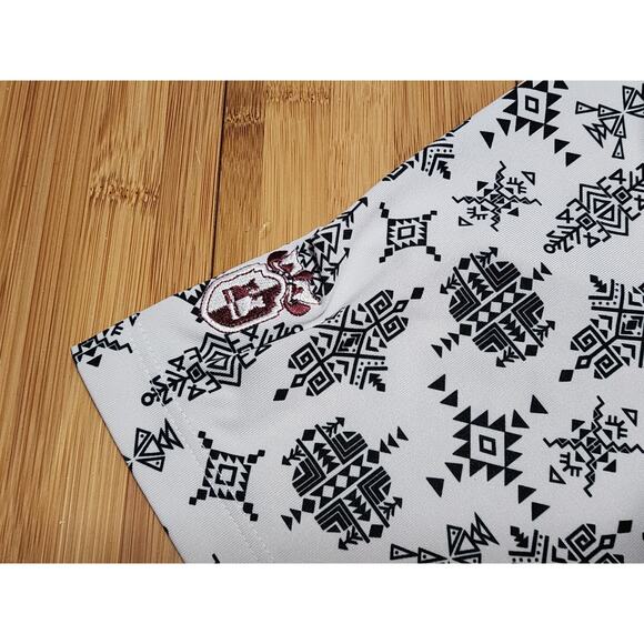 Greyson Spirit World Polo Golf Shirt Men M Arctic White All Over Print Wolf Logo - Picture 7 of 7